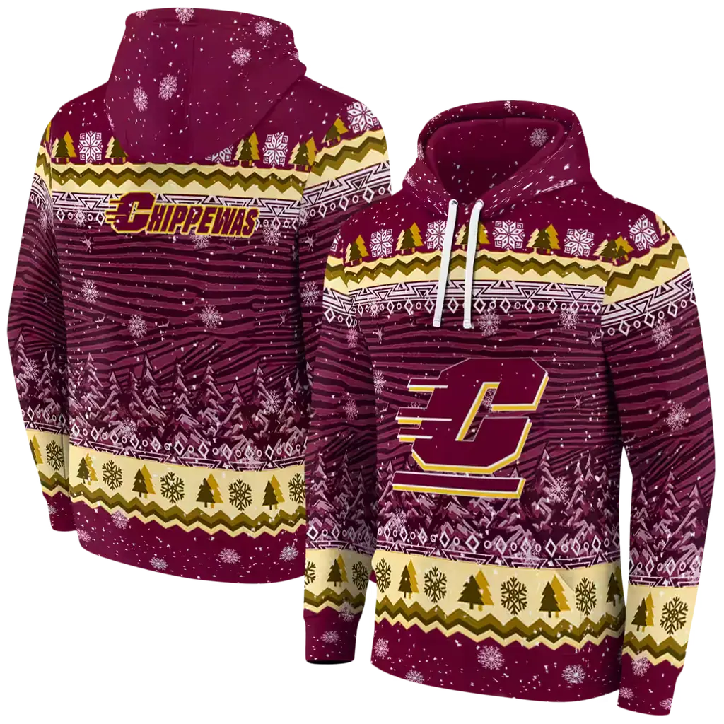 central michigan chippewas christmas trees maroon hoodie fashion forward central michigan chippewas christmas trees maroon hoodie fashion forward