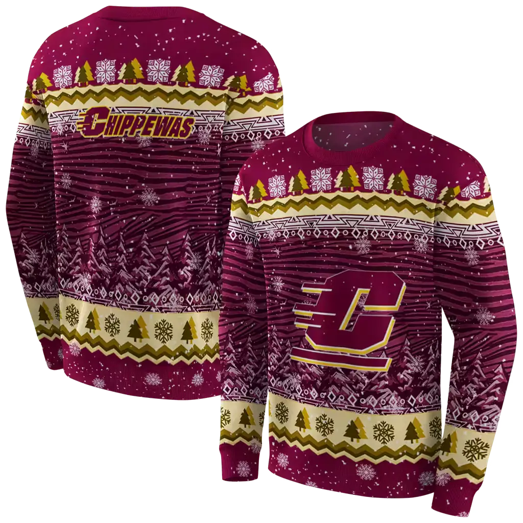 central michigan chippewas christmas trees maroon hoodie premium grade central michigan chippewas christmas trees maroon hoodie premium grade