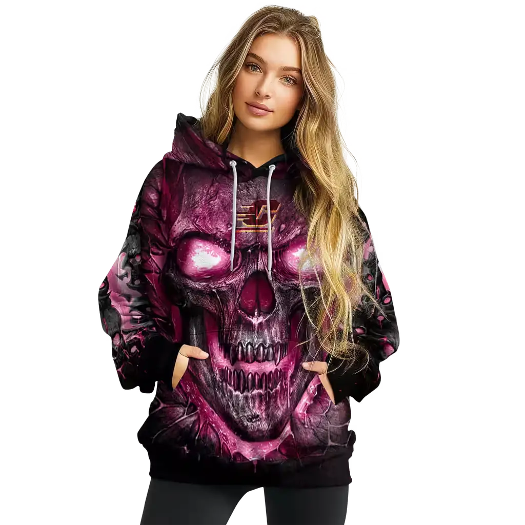 central michigan chippewas demonic skull maroon black hoodie high quality central michigan chippewas demonic skull maroon black hoodie high quality