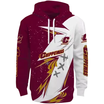 central michigan chippewas dynamic slash maroon white hoodie best selling