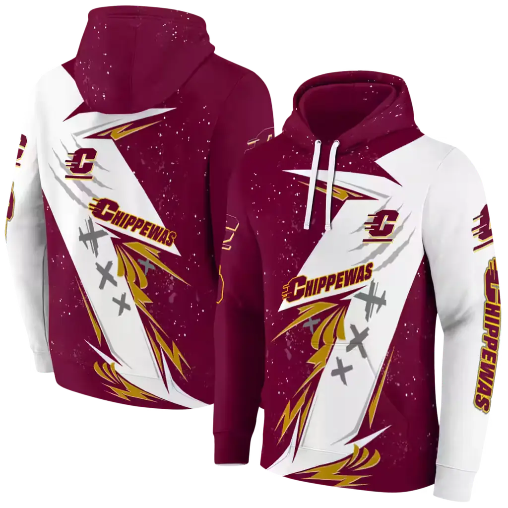 central michigan chippewas dynamic slash maroon white hoodie fashion forward central michigan chippewas dynamic slash maroon white hoodie fashion forward