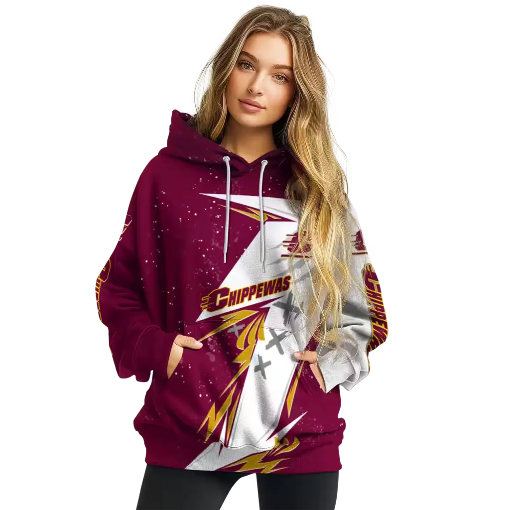 central michigan chippewas dynamic slash maroon white hoodie high quality central michigan chippewas dynamic slash maroon white hoodie high quality