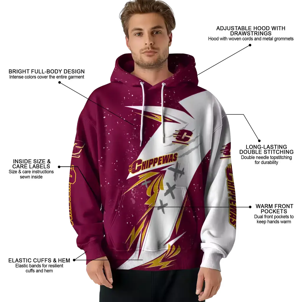 central michigan chippewas dynamic slash maroon white hoodie latest model central michigan chippewas dynamic slash maroon white hoodie latest model