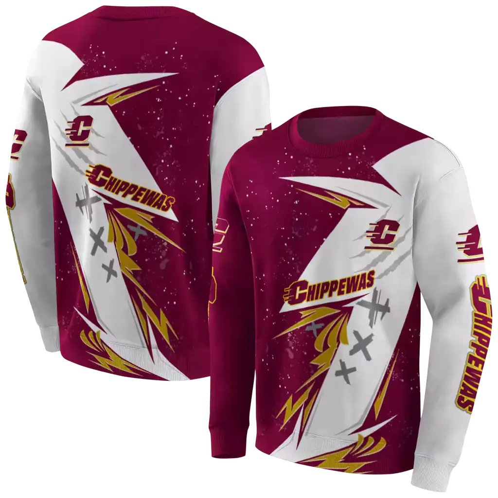 central michigan chippewas dynamic slash maroon white hoodie premium grade central michigan chippewas dynamic slash maroon white hoodie premium grade