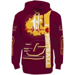 central michigan chippewas football heartbeat maroon hoodie best selling