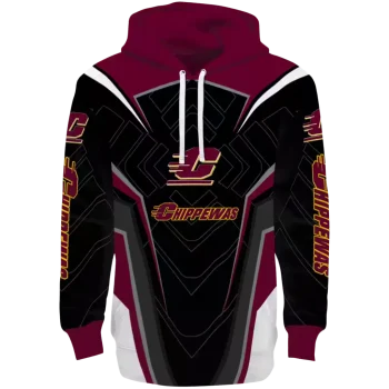 central michigan chippewas futuristic pattern maroon black hoodie best selling