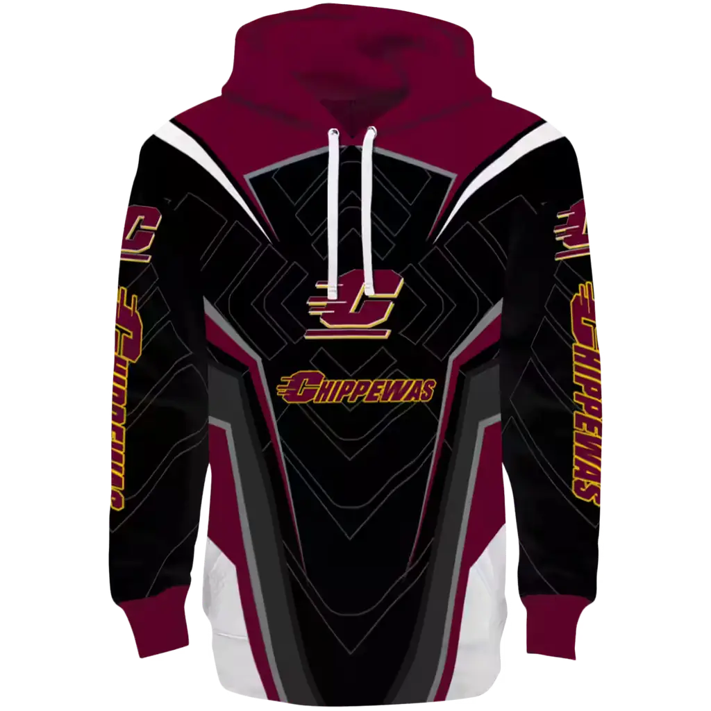 central michigan chippewas futuristic pattern maroon black hoodie best selling central michigan chippewas futuristic pattern maroon black hoodie best selling