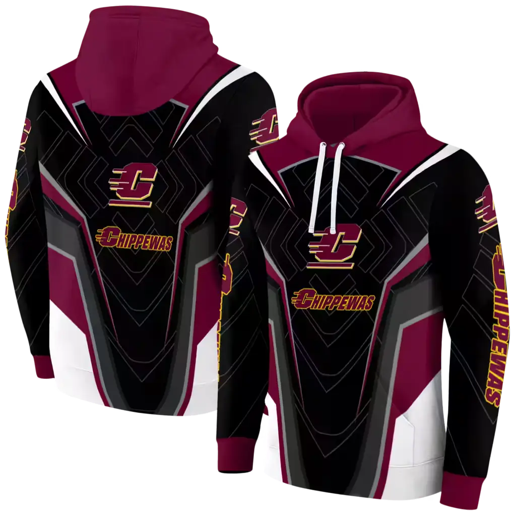 central michigan chippewas futuristic pattern maroon black hoodie fashion forward central michigan chippewas futuristic pattern maroon black hoodie fashion forward