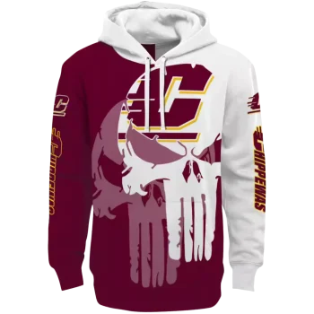 central michigan chippewas graphic punisher maroon white hoodie best selling