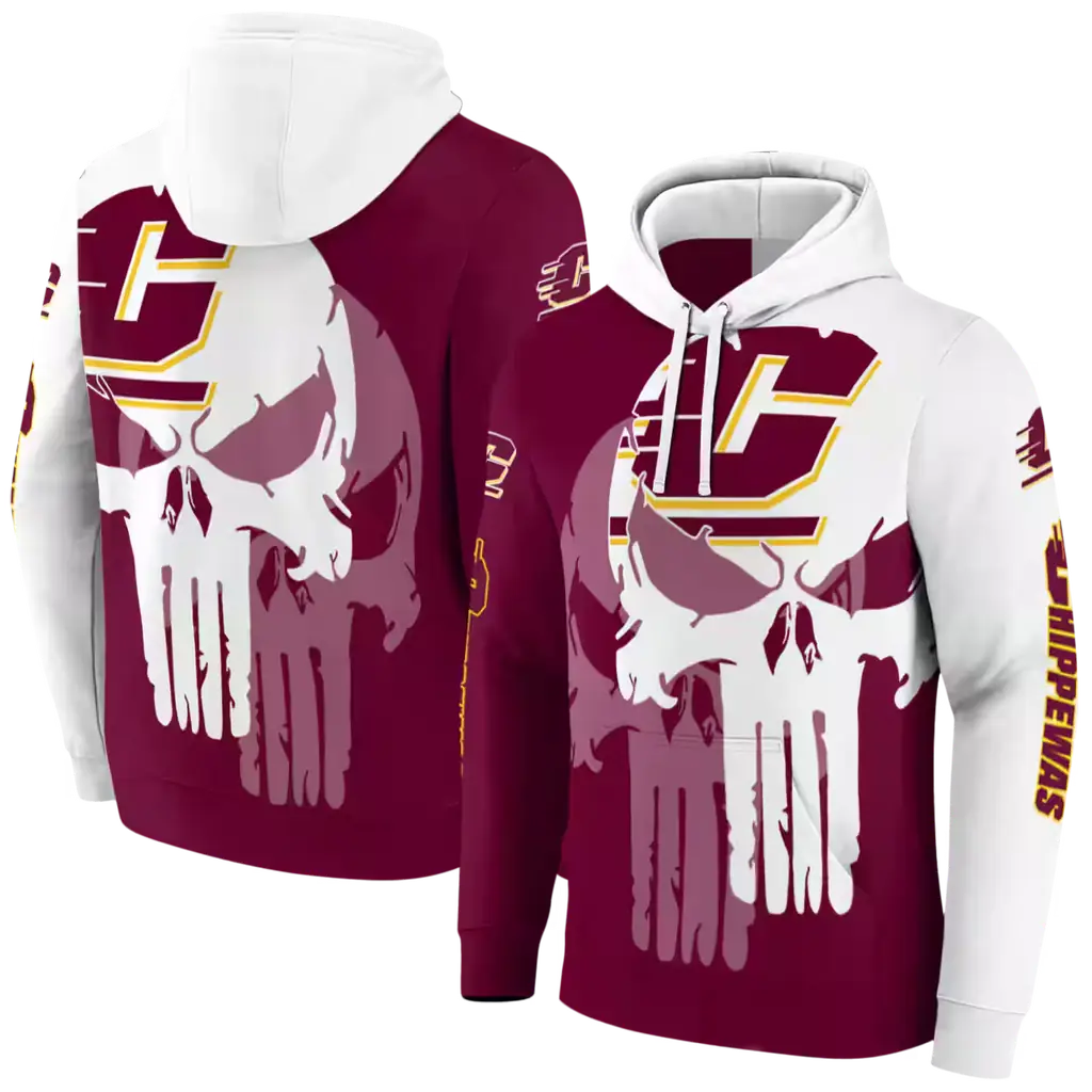 central michigan chippewas graphic punisher maroon white hoodie fashion forward central michigan chippewas graphic punisher maroon white hoodie fashion forward