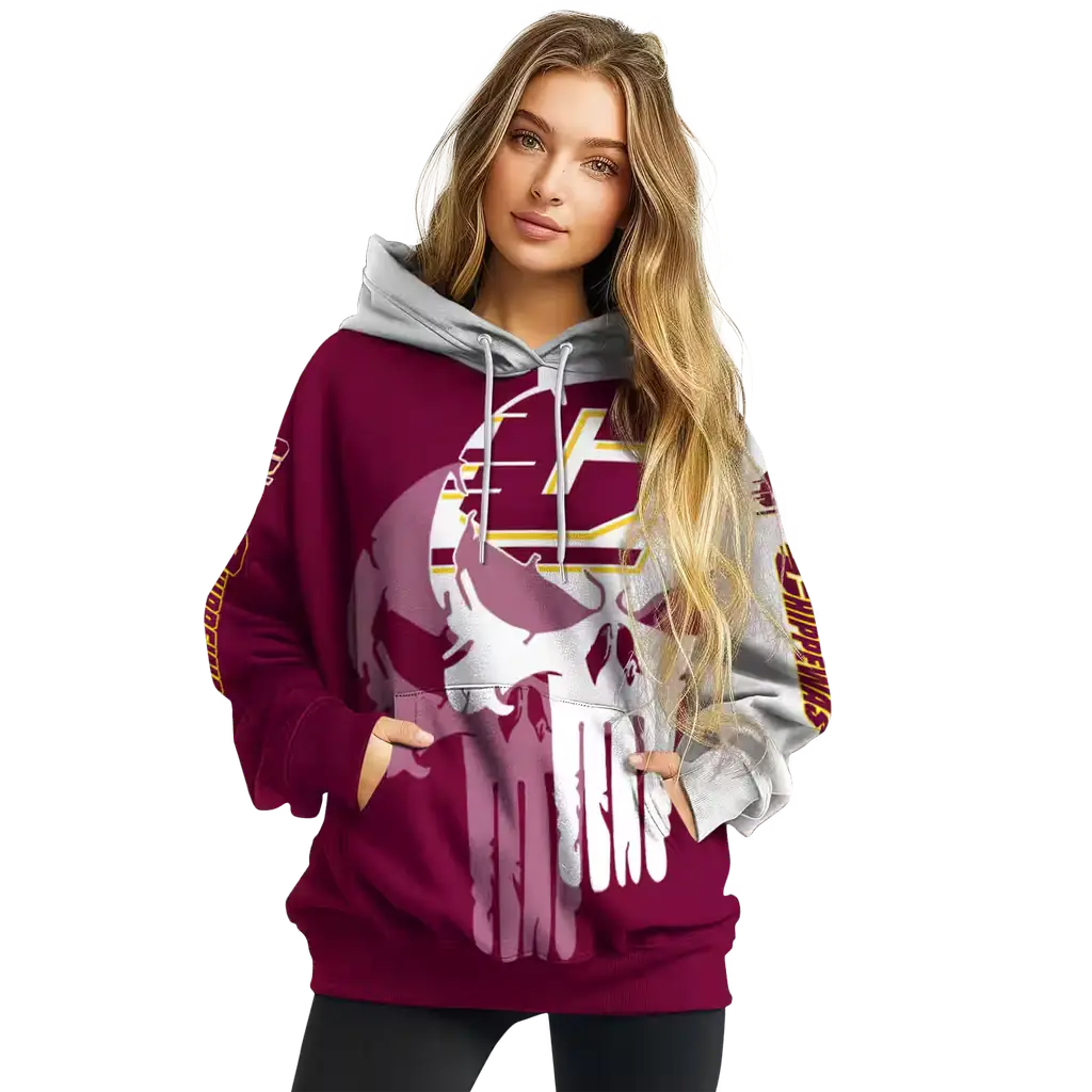 central michigan chippewas graphic punisher maroon white hoodie high quality central michigan chippewas graphic punisher maroon white hoodie high quality