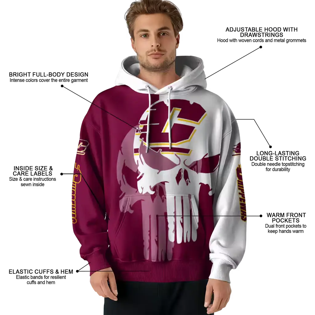 central michigan chippewas graphic punisher maroon white hoodie latest model central michigan chippewas graphic punisher maroon white hoodie latest model