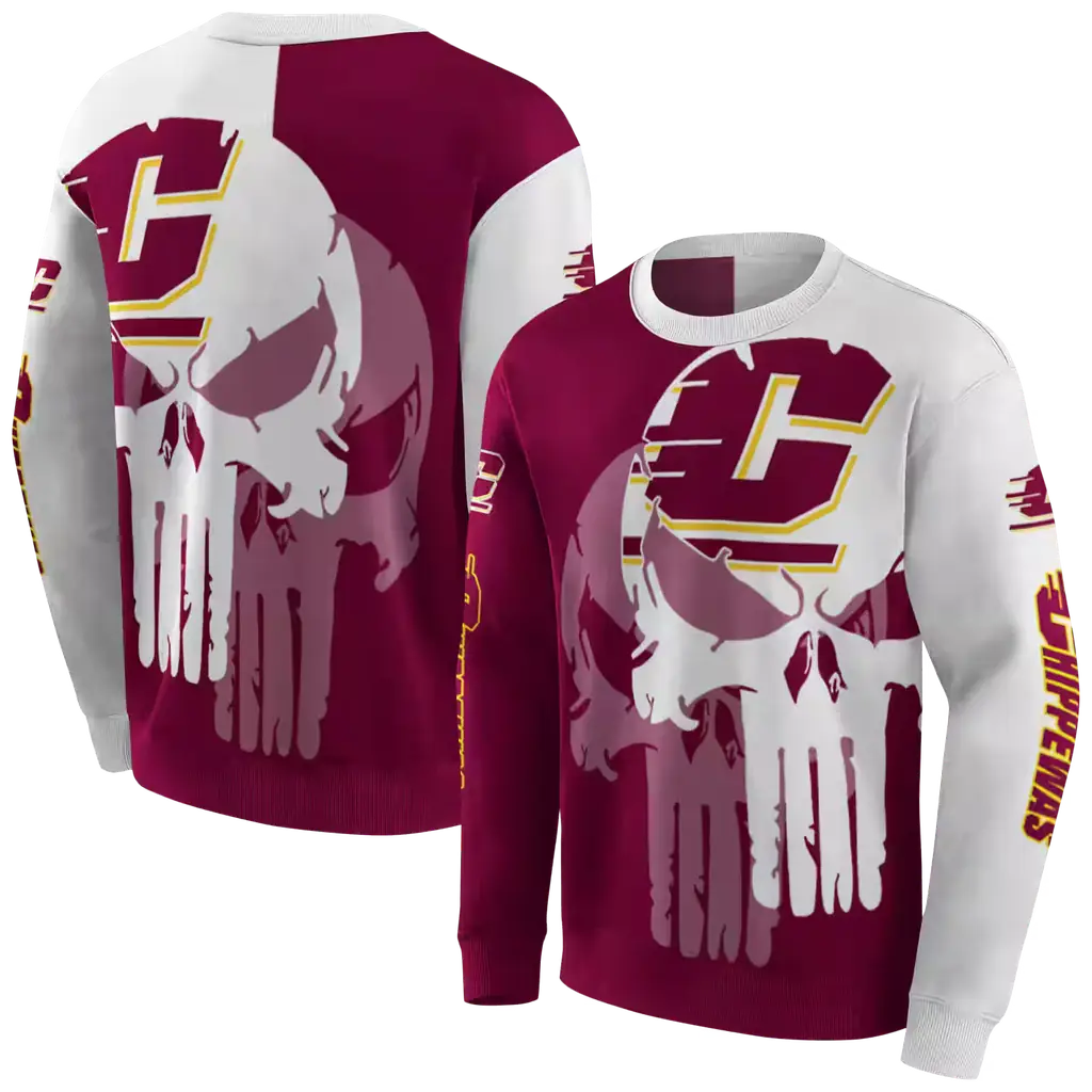 central michigan chippewas graphic punisher maroon white hoodie premium grade central michigan chippewas graphic punisher maroon white hoodie premium grade