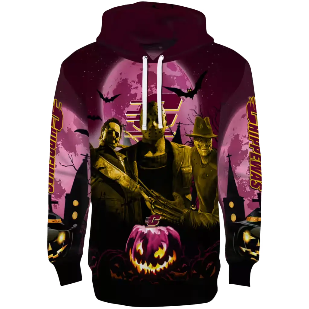 central michigan chippewas halloween vibes maroon black hoodie best selling central michigan chippewas halloween vibes maroon black hoodie best selling
