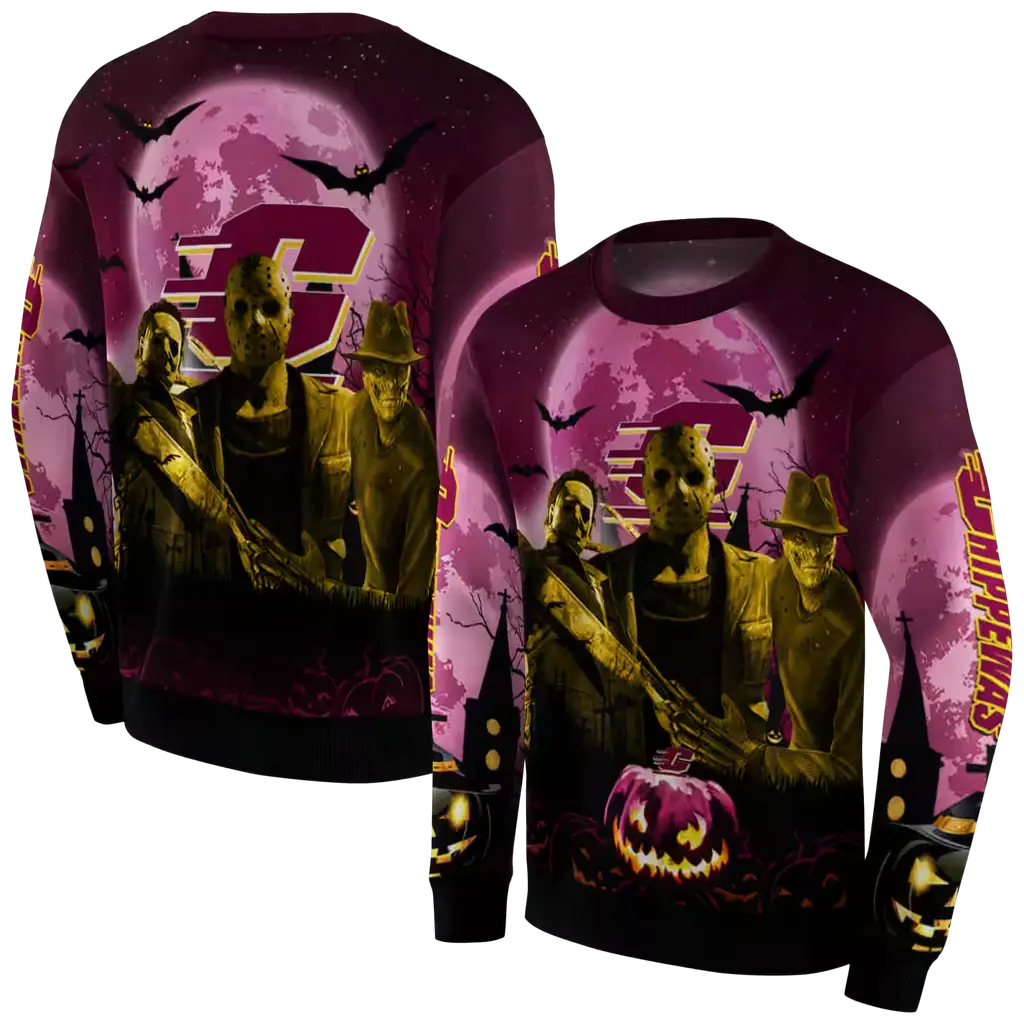 central michigan chippewas halloween vibes maroon black hoodie premium grade central michigan chippewas halloween vibes maroon black hoodie premium grade