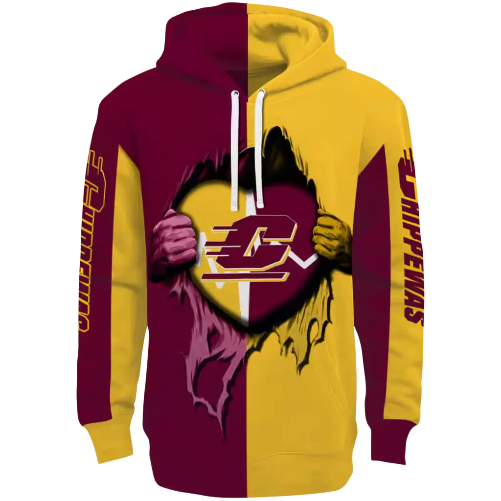 central michigan chippewas heartbeat graphic maroon hoodie best selling central michigan chippewas heartbeat graphic maroon hoodie best selling