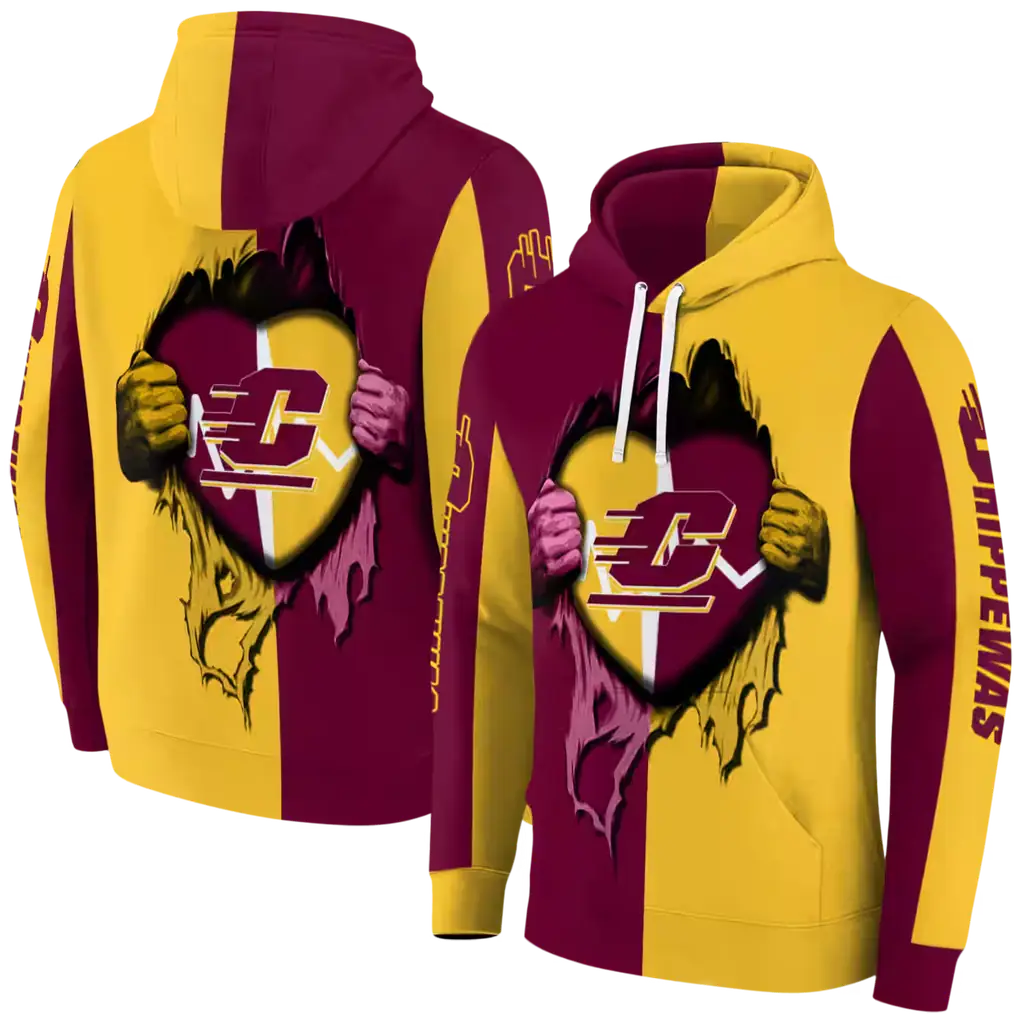central michigan chippewas heartbeat graphic maroon hoodie fashion forward central michigan chippewas heartbeat graphic maroon hoodie fashion forward