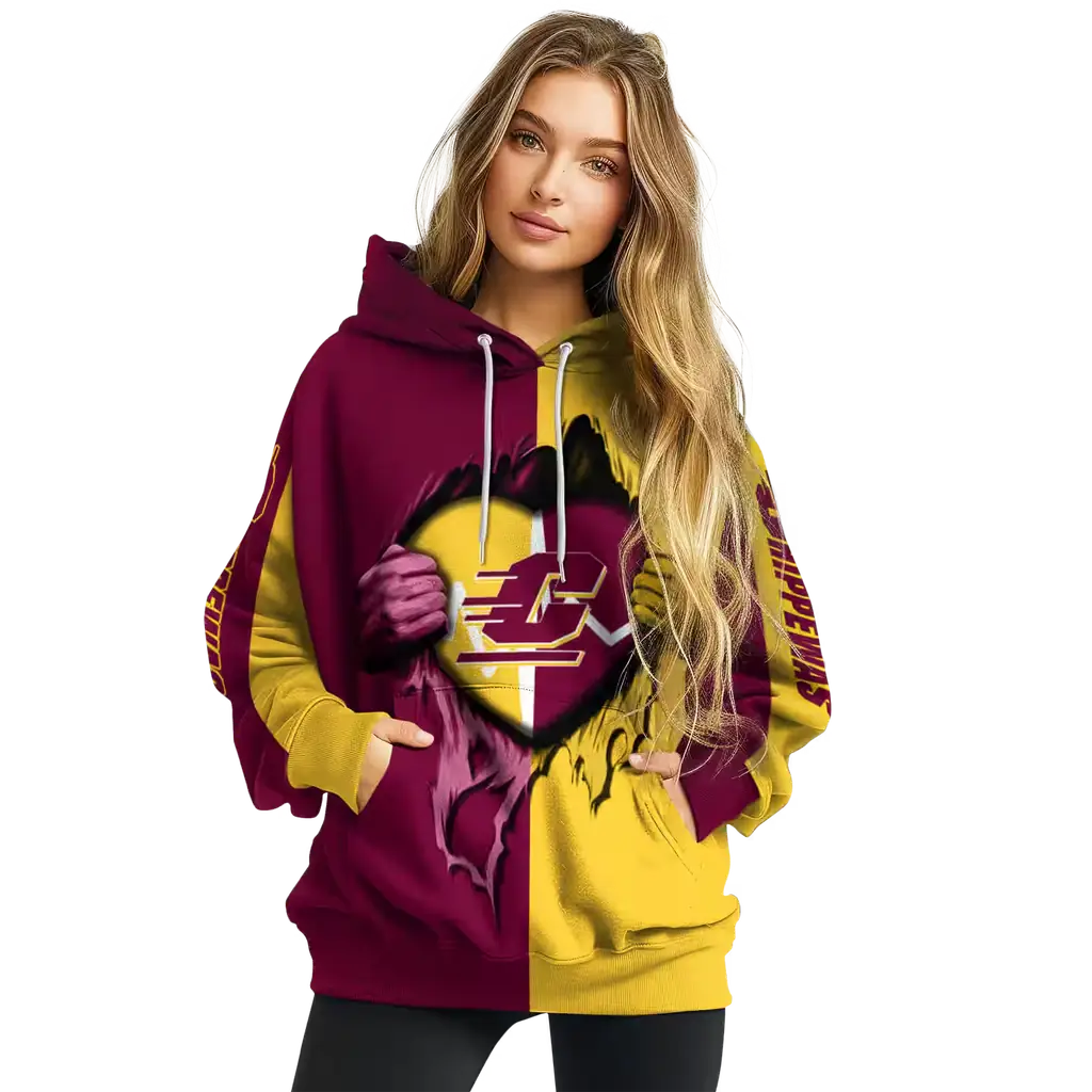 central michigan chippewas heartbeat graphic maroon hoodie high quality central michigan chippewas heartbeat graphic maroon hoodie high quality