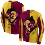 central michigan chippewas heartbeat graphic maroon hoodie best selling