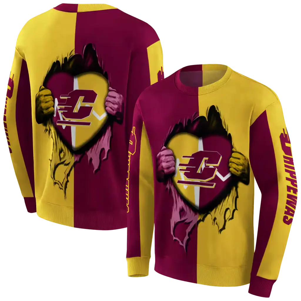 central michigan chippewas heartbeat graphic maroon hoodie premium grade central michigan chippewas heartbeat graphic maroon hoodie premium grade