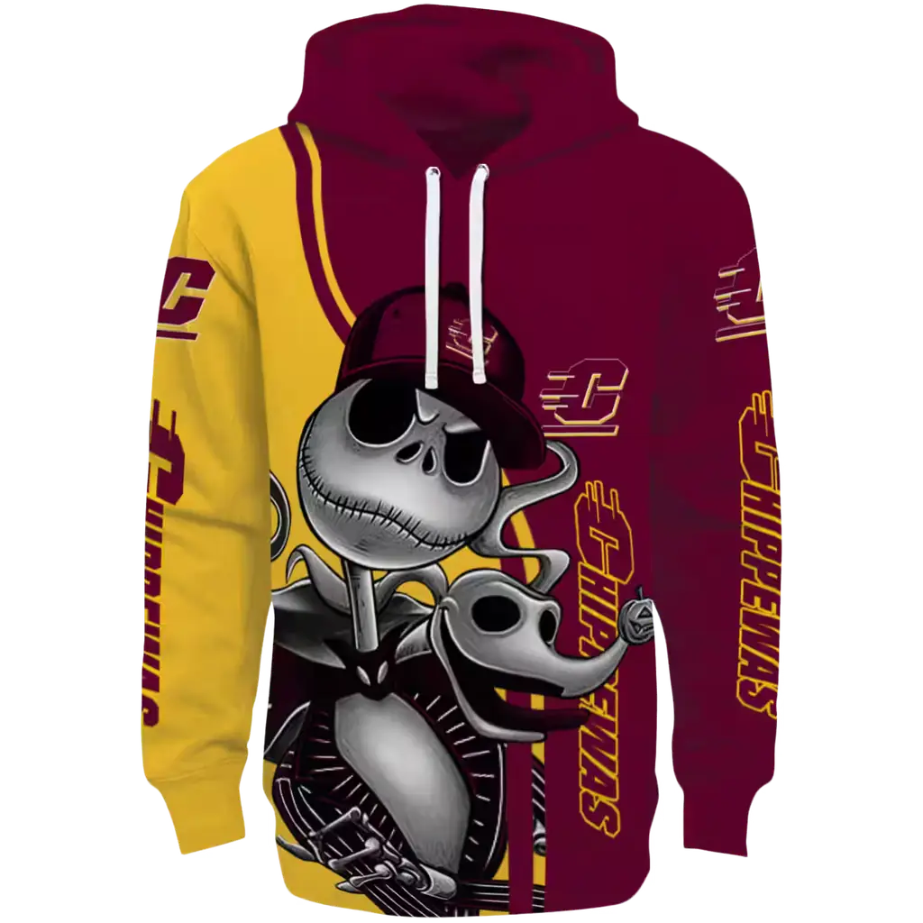 central michigan chippewas jack skellington maroon hoodie best selling central michigan chippewas jack skellington maroon hoodie best selling