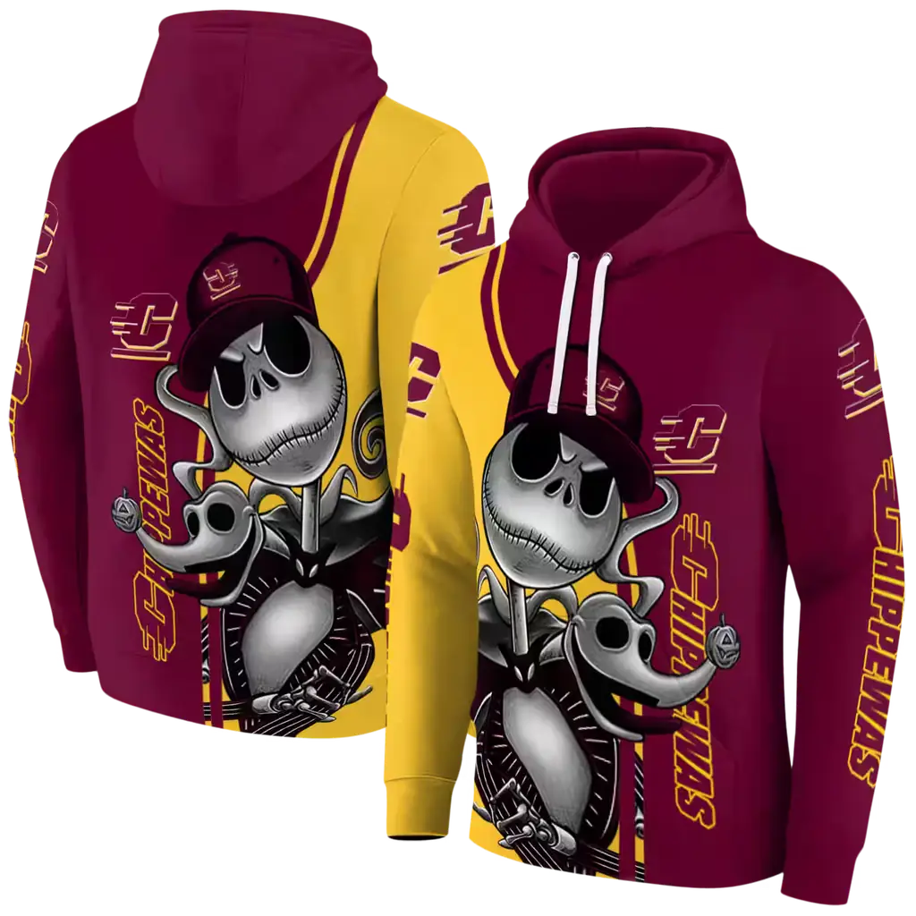central michigan chippewas jack skellington maroon hoodie fashion forward central michigan chippewas jack skellington maroon hoodie fashion forward