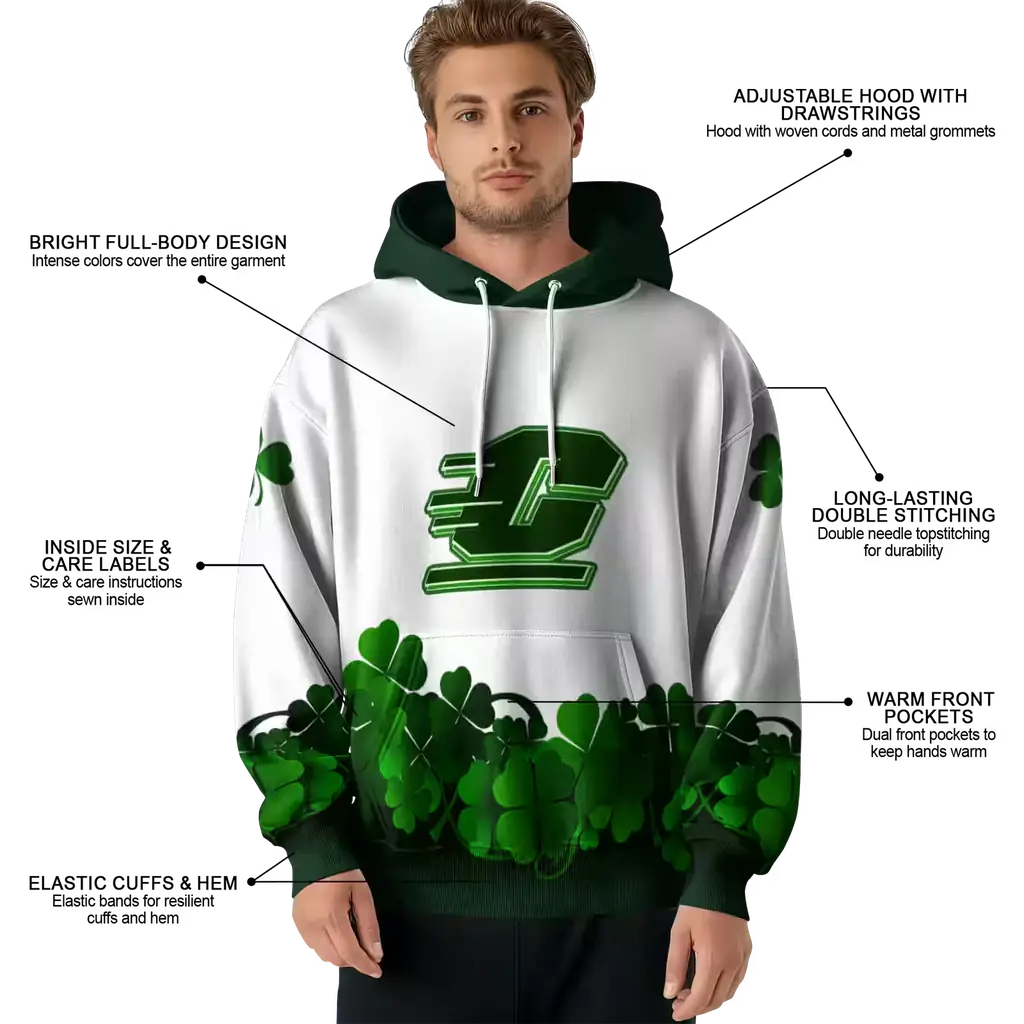 central michigan chippewas lucky motif white green hoodie latest model central michigan chippewas lucky motif white green hoodie latest model