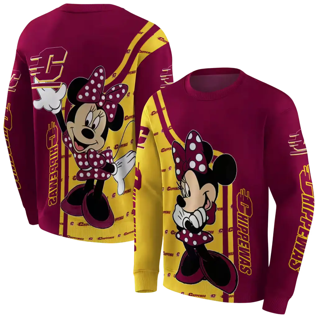 central michigan chippewas minnie mouse maroon hoodie premium grade central michigan chippewas minnie mouse maroon hoodie premium grade
