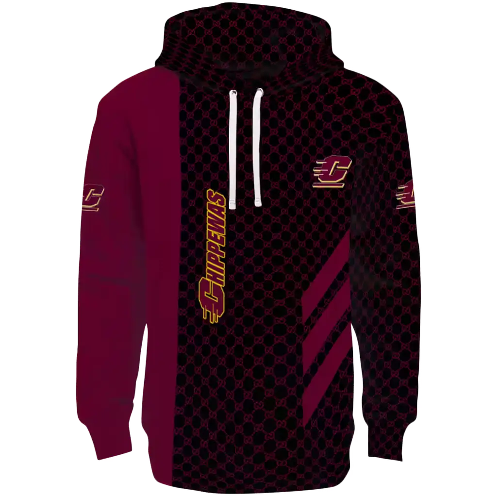 central michigan chippewas monogram pattern maroon hoodie best selling central michigan chippewas monogram pattern maroon hoodie best selling