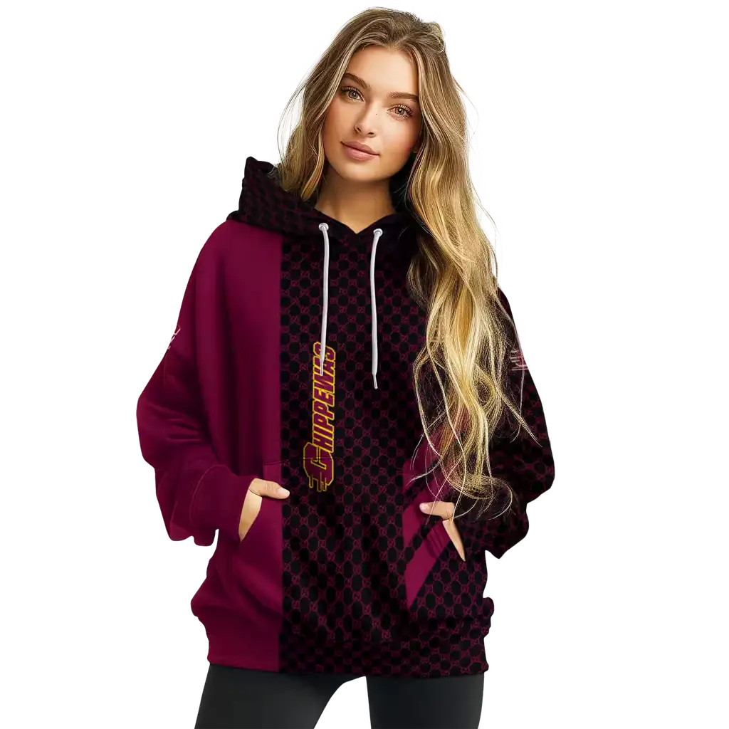 central michigan chippewas monogram pattern maroon hoodie high quality central michigan chippewas monogram pattern maroon hoodie high quality
