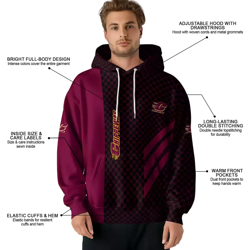 central michigan chippewas monogram pattern maroon hoodie latest model central michigan chippewas monogram pattern maroon hoodie latest model