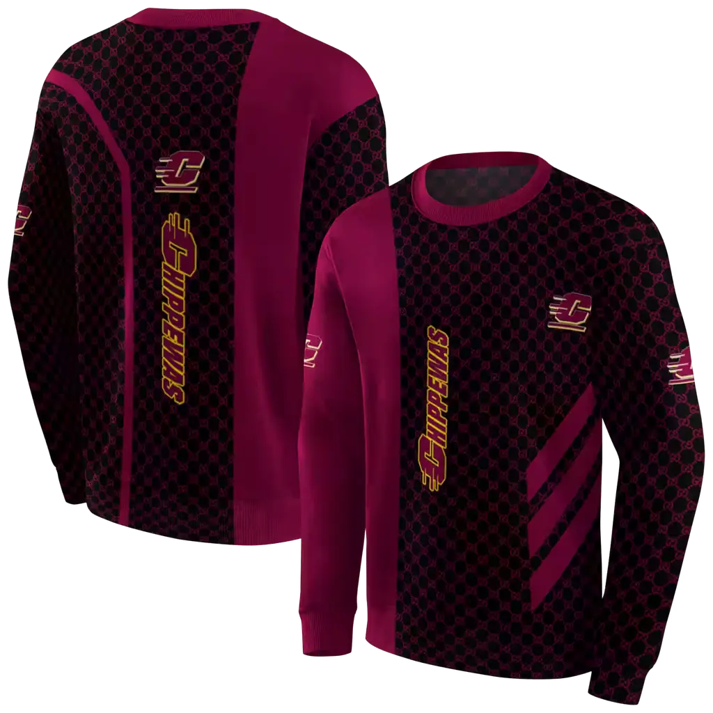 central michigan chippewas monogram pattern maroon hoodie premium grade central michigan chippewas monogram pattern maroon hoodie premium grade