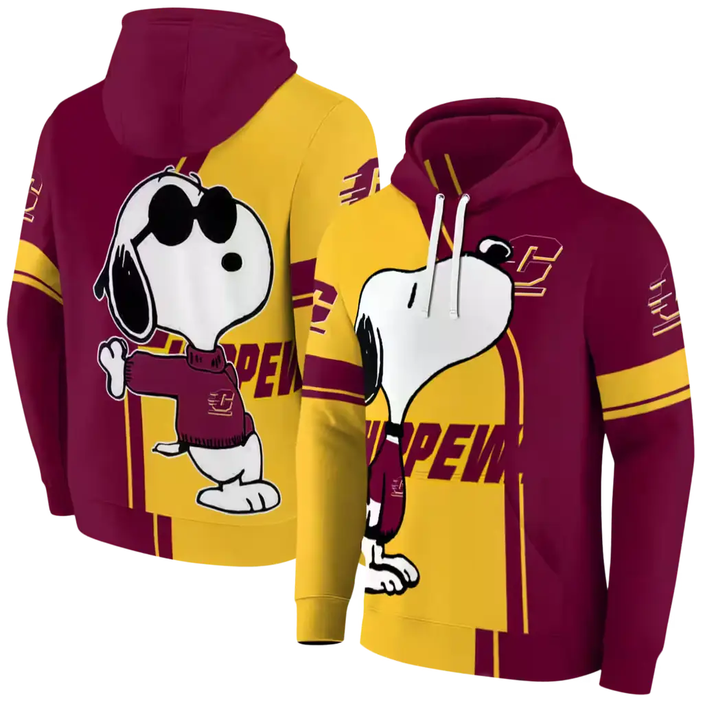 central michigan chippewas playful snoopy maroon hoodie fashion forward central michigan chippewas playful snoopy maroon hoodie fashion forward