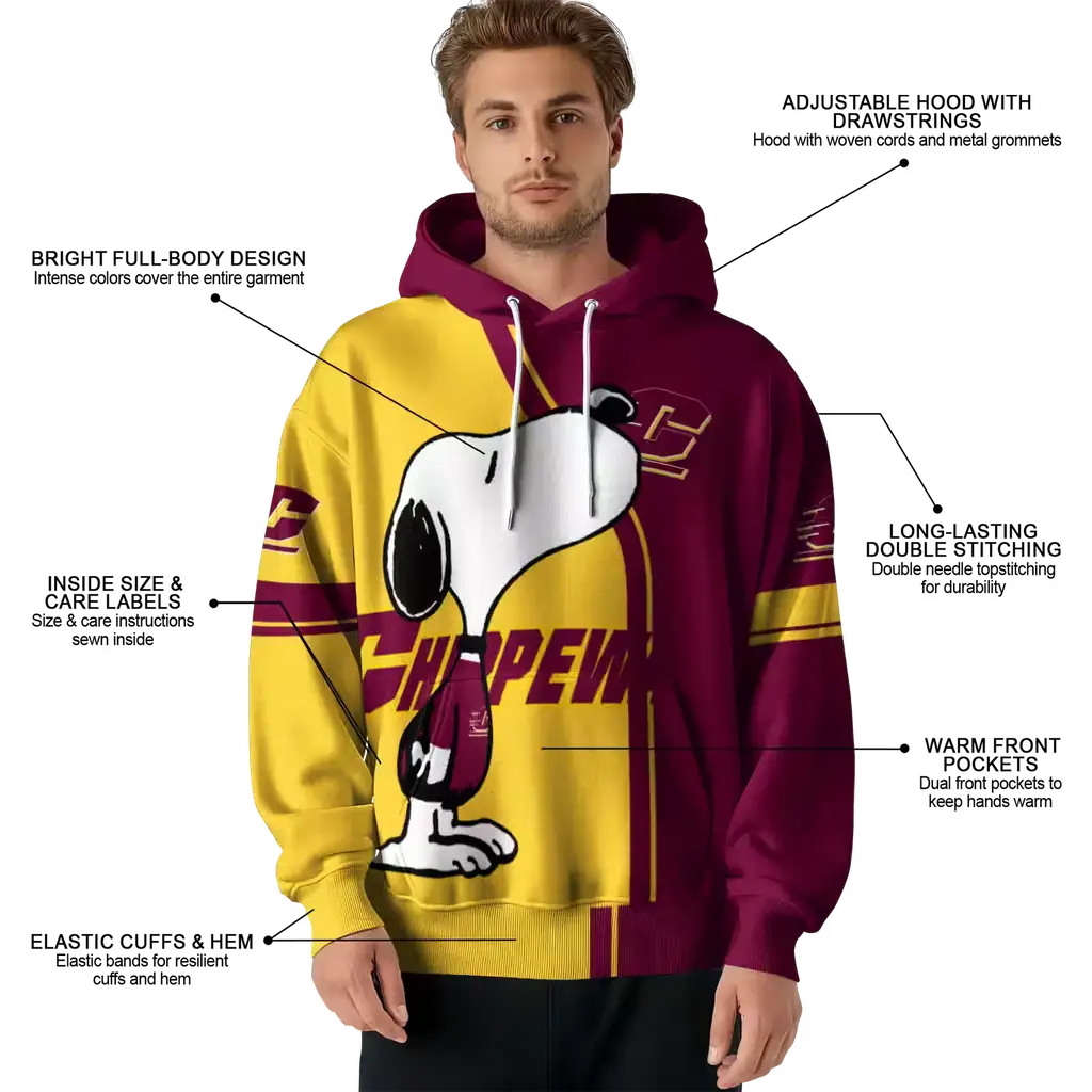 central michigan chippewas playful snoopy maroon hoodie latest model central michigan chippewas playful snoopy maroon hoodie latest model
