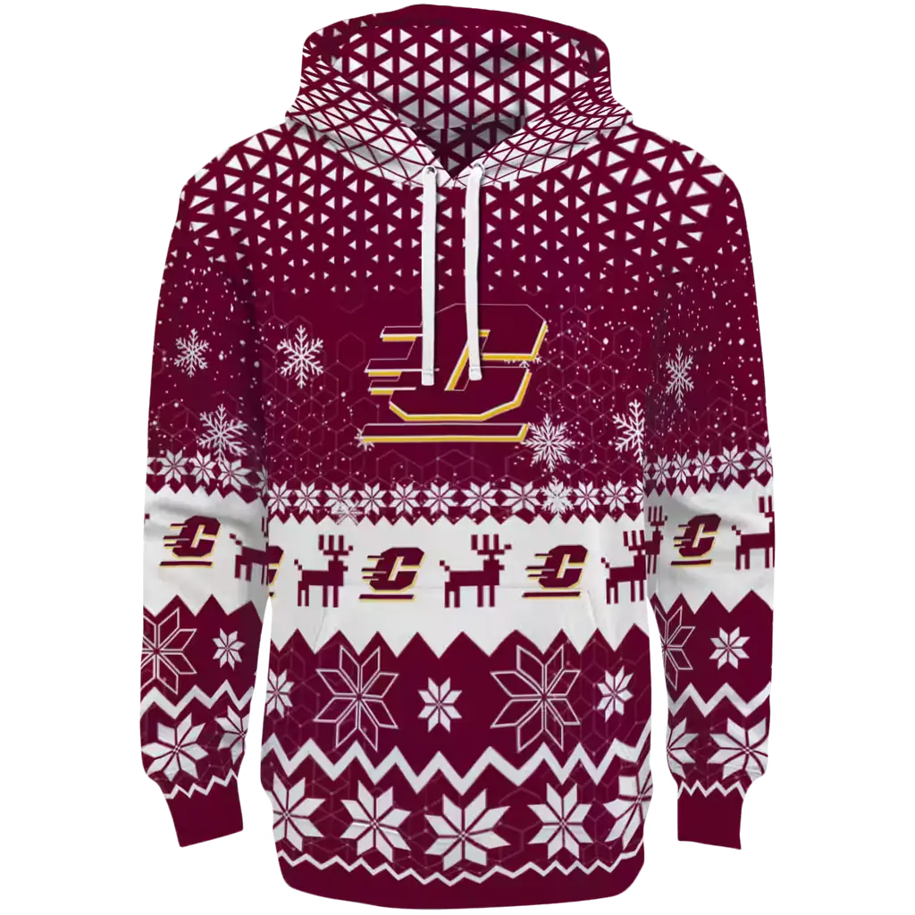 central michigan chippewas reindeer motif maroon hoodie best selling central michigan chippewas reindeer motif maroon hoodie best selling