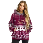 central michigan chippewas reindeer motif maroon hoodie best selling
