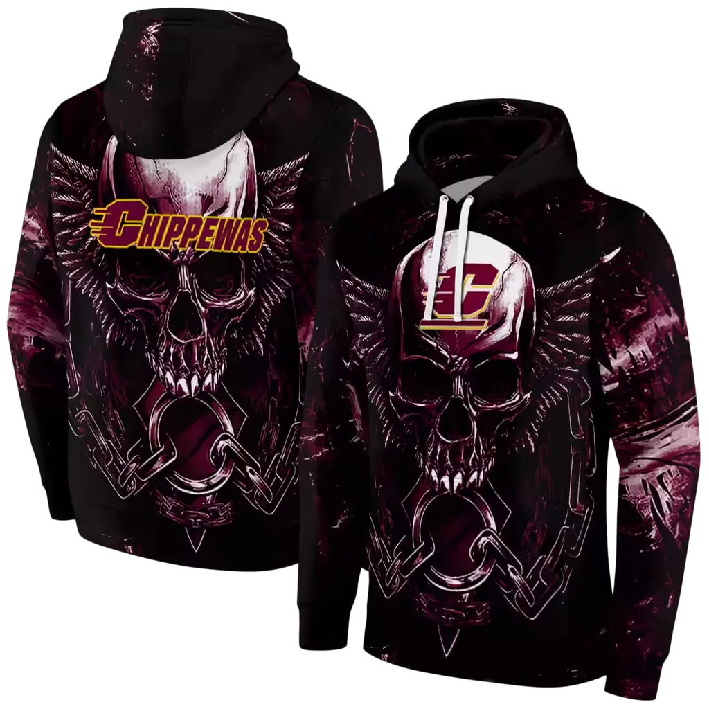 central michigan chippewas skull artwork maroon black hoodie fashion forward central michigan chippewas skull artwork maroon black hoodie fashion forward