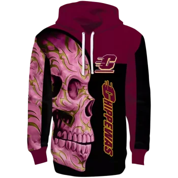 central michigan chippewas skull motif maroon black hoodie best selling