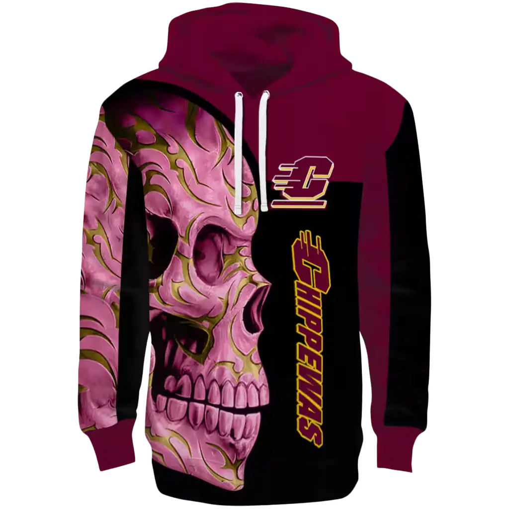 central michigan chippewas skull motif maroon black hoodie best selling central michigan chippewas skull motif maroon black hoodie best selling