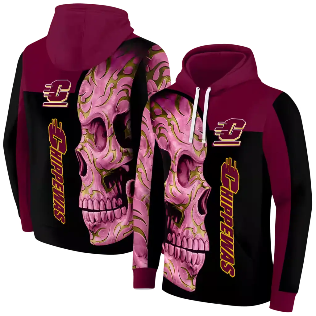 central michigan chippewas skull motif maroon black hoodie fashion forward central michigan chippewas skull motif maroon black hoodie fashion forward