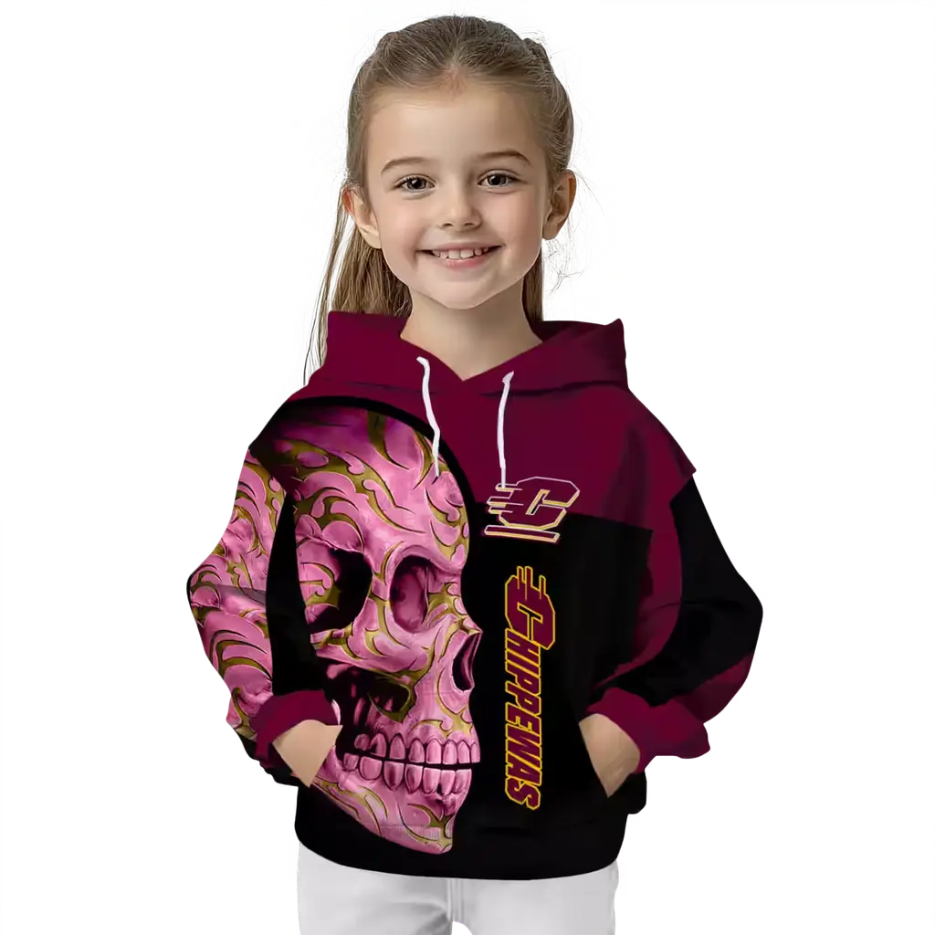 central michigan chippewas skull motif maroon black hoodie top rated central michigan chippewas skull motif maroon black hoodie top rated