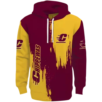 central michigan chippewas splatter effect maroon hoodie best selling