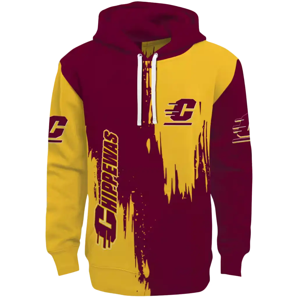 central michigan chippewas splatter effect maroon hoodie best selling central michigan chippewas splatter effect maroon hoodie best selling