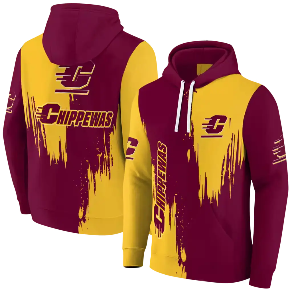 central michigan chippewas splatter effect maroon hoodie fashion forward central michigan chippewas splatter effect maroon hoodie fashion forward