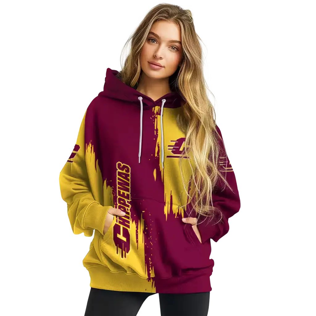 central michigan chippewas splatter effect maroon hoodie high quality central michigan chippewas splatter effect maroon hoodie high quality