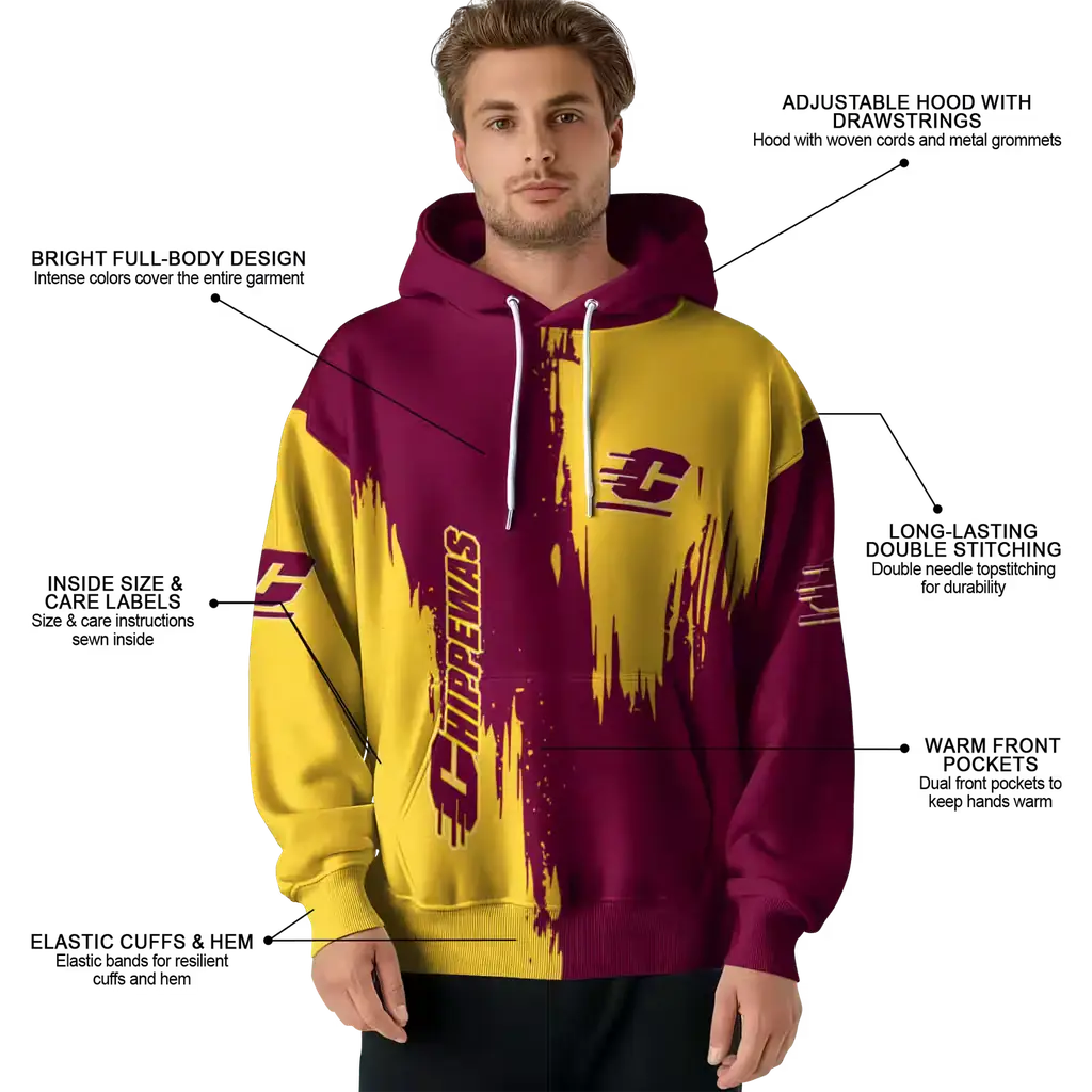 central michigan chippewas splatter effect maroon hoodie latest model central michigan chippewas splatter effect maroon hoodie latest model