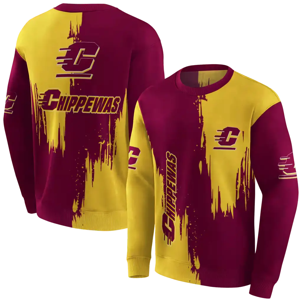 central michigan chippewas splatter effect maroon hoodie premium grade central michigan chippewas splatter effect maroon hoodie premium grade
