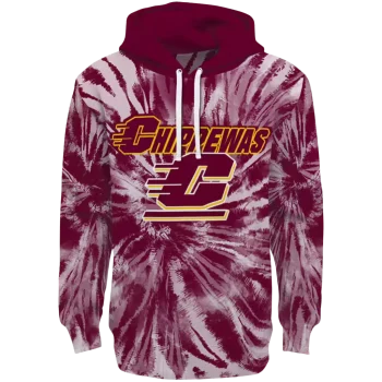 central michigan chippewas tie dye pattern maroon hoodie best selling