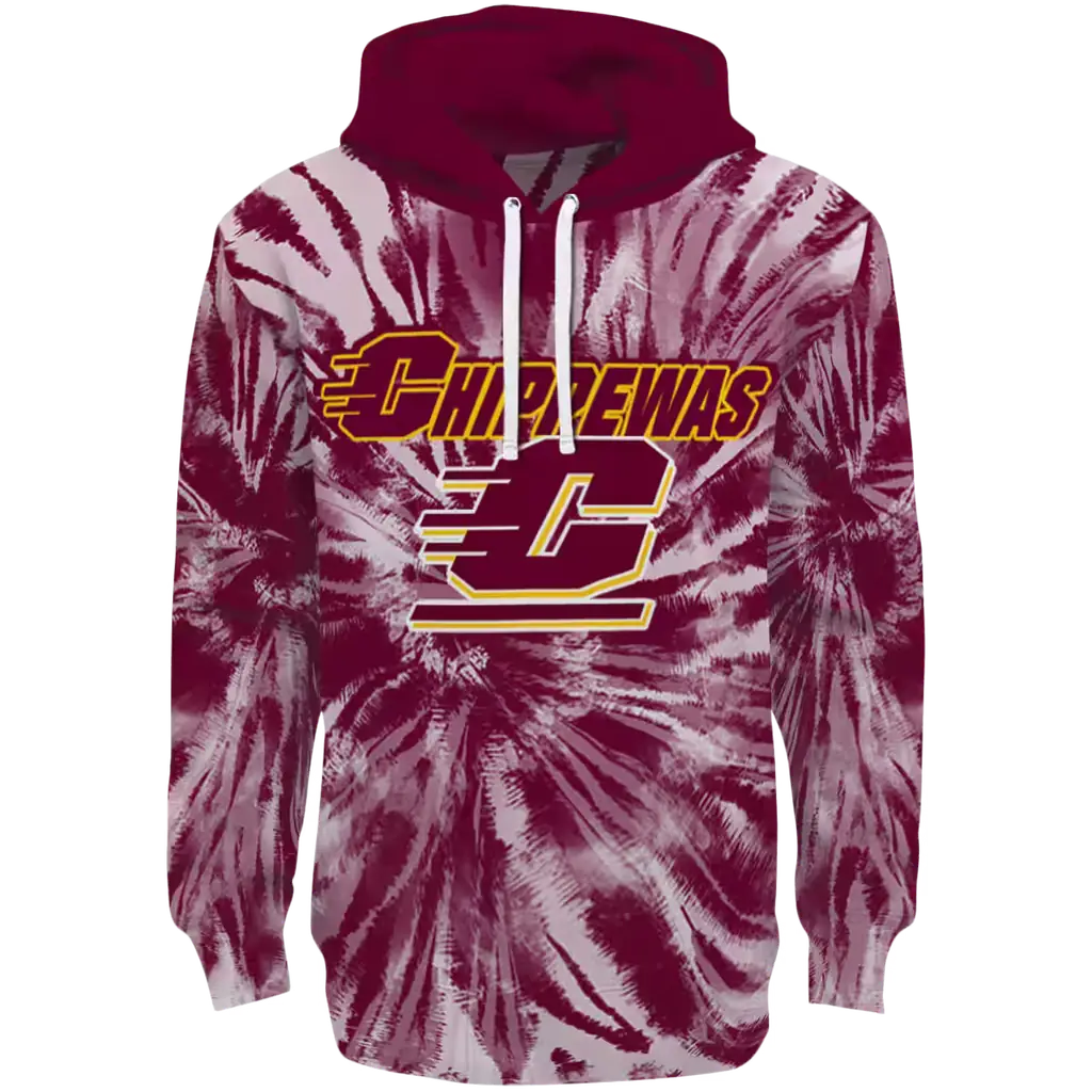 central michigan chippewas tie dye pattern maroon hoodie best selling central michigan chippewas tie dye pattern maroon hoodie best selling