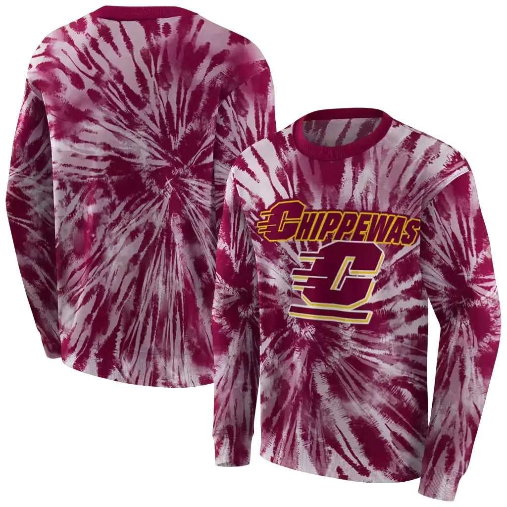 central michigan chippewas tie dye pattern maroon hoodie premium grade central michigan chippewas tie dye pattern maroon hoodie premium grade